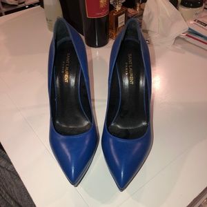 Blue YSL pointed toe heels